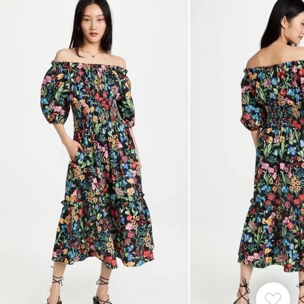 Cara Cara Black Multicolor Floral Midi Dress